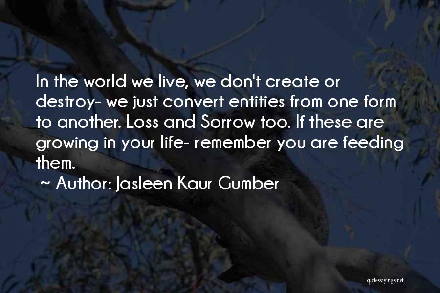 Jasleen Kaur Gumber Quotes: In The World We Live, We Don't Create Or Destroy- We Just Convert Entities From One Form To Another. Loss