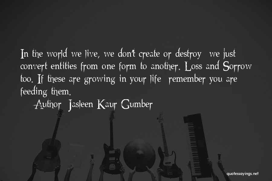 Jasleen Kaur Gumber Quotes: In The World We Live, We Don't Create Or Destroy- We Just Convert Entities From One Form To Another. Loss