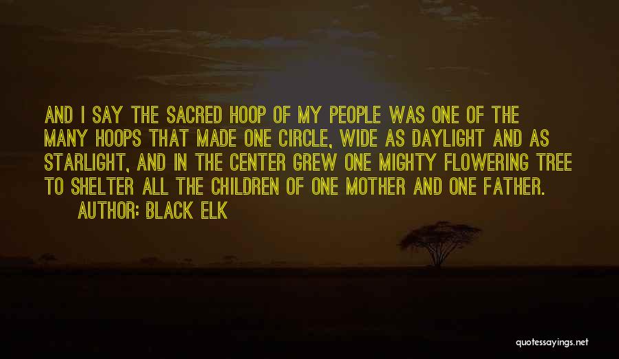 Black Elk Quotes: And I Say The Sacred Hoop Of My People Was One Of The Many Hoops That Made One Circle, Wide