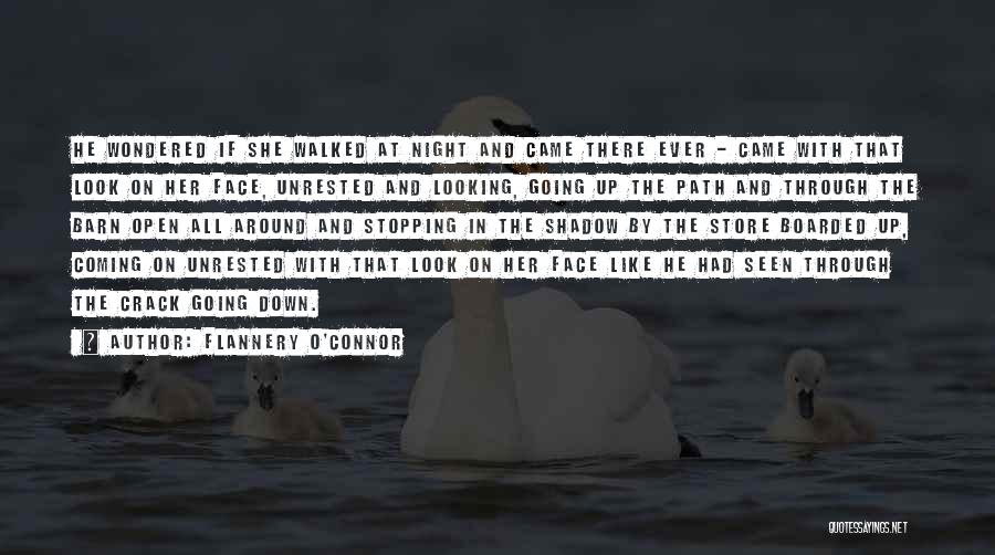 Flannery O'Connor Quotes: He Wondered If She Walked At Night And Came There Ever - Came With That Look On Her Face, Unrested