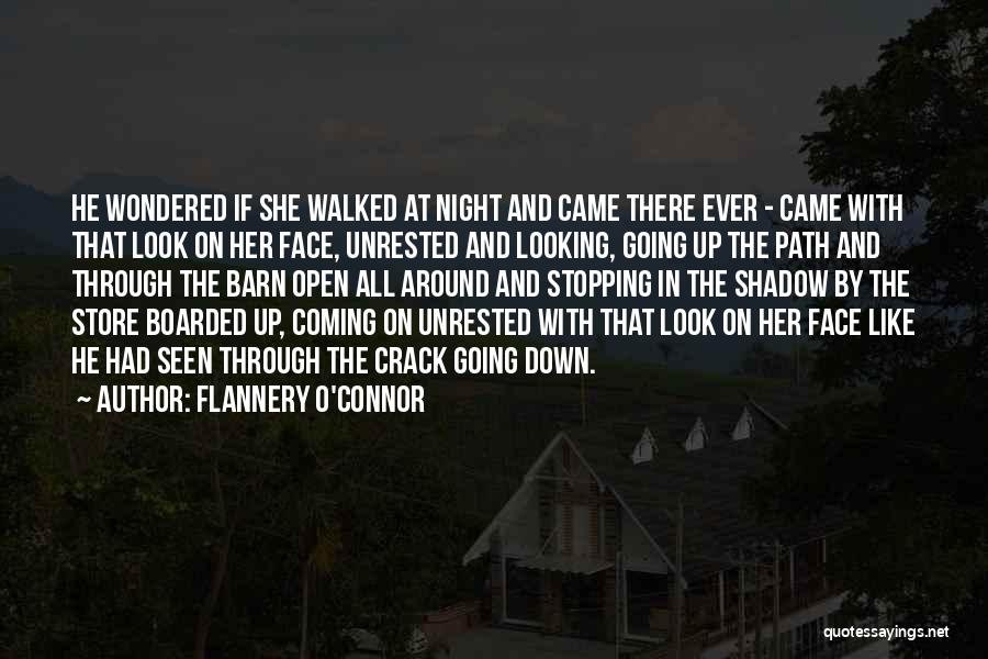 Flannery O'Connor Quotes: He Wondered If She Walked At Night And Came There Ever - Came With That Look On Her Face, Unrested