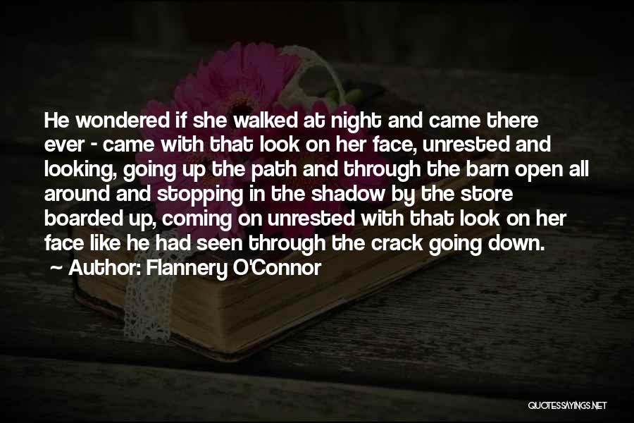 Flannery O'Connor Quotes: He Wondered If She Walked At Night And Came There Ever - Came With That Look On Her Face, Unrested