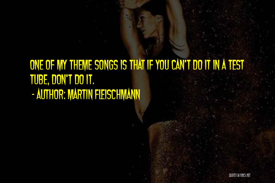 Martin Fleischmann Quotes: One Of My Theme Songs Is That If You Can't Do It In A Test Tube, Don't Do It.