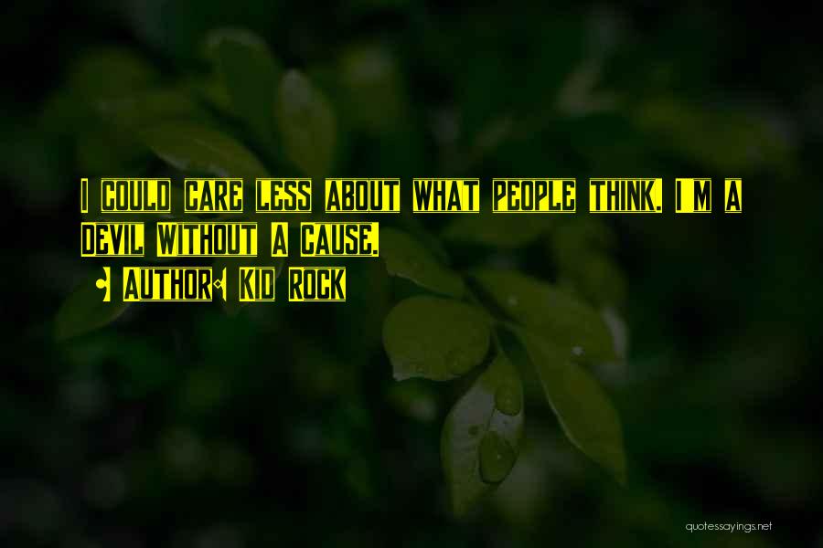 Kid Rock Quotes: I Could Care Less About What People Think. I'm A Devil Without A Cause.