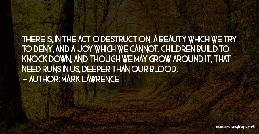 Mark Lawrence Quotes: There Is, In The Act O Destruction, A Beauty Which We Try To Deny, And A Joy Which We Cannot.
