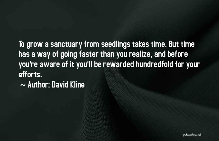 David Kline Quotes: To Grow A Sanctuary From Seedlings Takes Time. But Time Has A Way Of Going Faster Than You Realize, And