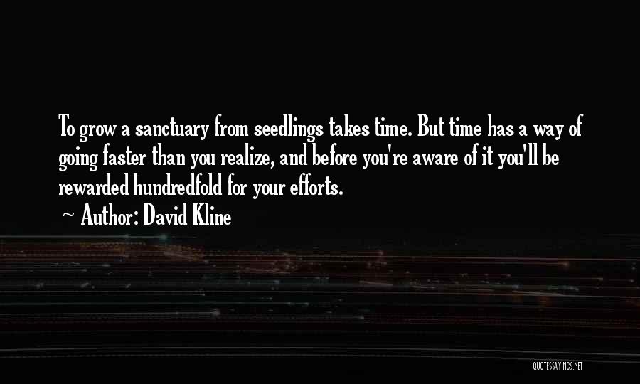 David Kline Quotes: To Grow A Sanctuary From Seedlings Takes Time. But Time Has A Way Of Going Faster Than You Realize, And