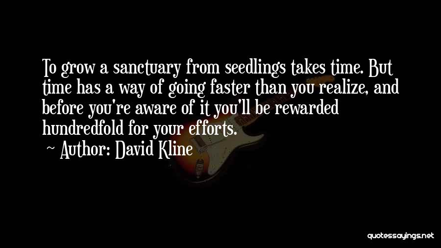 David Kline Quotes: To Grow A Sanctuary From Seedlings Takes Time. But Time Has A Way Of Going Faster Than You Realize, And