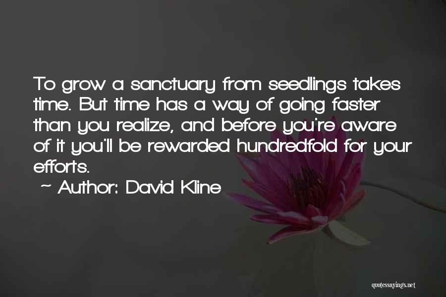 David Kline Quotes: To Grow A Sanctuary From Seedlings Takes Time. But Time Has A Way Of Going Faster Than You Realize, And