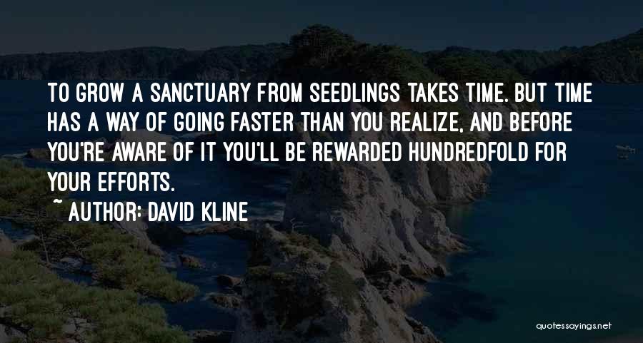 David Kline Quotes: To Grow A Sanctuary From Seedlings Takes Time. But Time Has A Way Of Going Faster Than You Realize, And