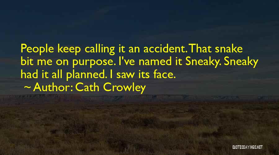 Cath Crowley Quotes: People Keep Calling It An Accident. That Snake Bit Me On Purpose. I've Named It Sneaky. Sneaky Had It All