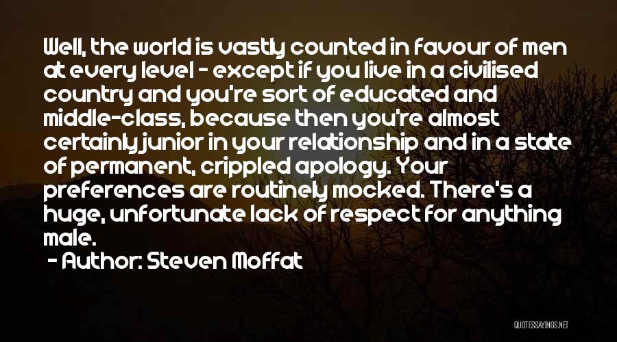 Steven Moffat Quotes: Well, The World Is Vastly Counted In Favour Of Men At Every Level - Except If You Live In A