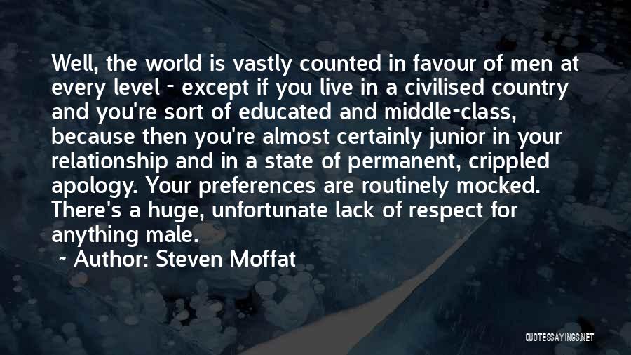 Steven Moffat Quotes: Well, The World Is Vastly Counted In Favour Of Men At Every Level - Except If You Live In A