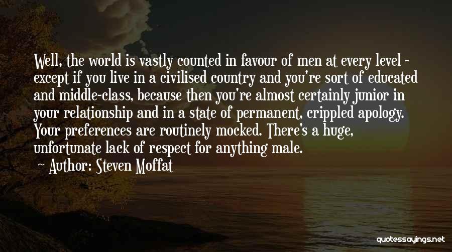 Steven Moffat Quotes: Well, The World Is Vastly Counted In Favour Of Men At Every Level - Except If You Live In A