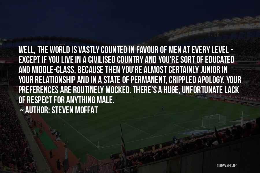 Steven Moffat Quotes: Well, The World Is Vastly Counted In Favour Of Men At Every Level - Except If You Live In A
