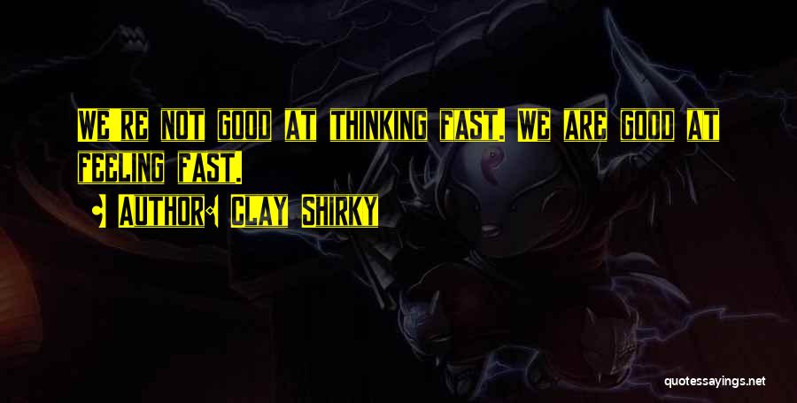 Clay Shirky Quotes: We're Not Good At Thinking Fast. We Are Good At Feeling Fast.