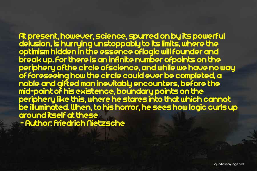 Friedrich Nietzsche Quotes: At Present, However, Science, Spurred On By Its Powerful Delusion, Is Hurrying Unstoppably To Its Limits, Where The Optimism Hidden