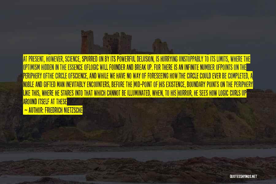 Friedrich Nietzsche Quotes: At Present, However, Science, Spurred On By Its Powerful Delusion, Is Hurrying Unstoppably To Its Limits, Where The Optimism Hidden