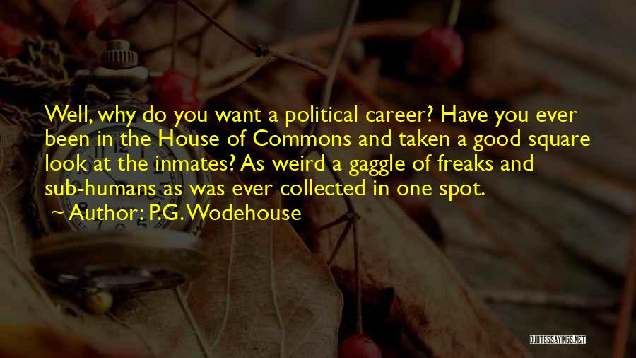 P.G. Wodehouse Quotes: Well, Why Do You Want A Political Career? Have You Ever Been In The House Of Commons And Taken A