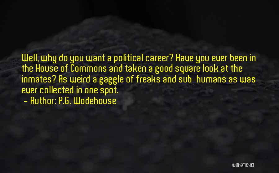 P.G. Wodehouse Quotes: Well, Why Do You Want A Political Career? Have You Ever Been In The House Of Commons And Taken A