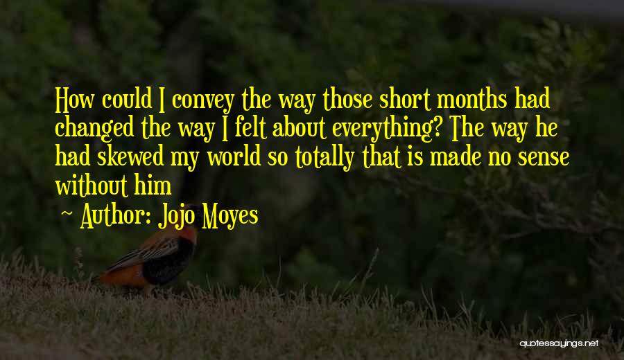 Jojo Moyes Quotes: How Could I Convey The Way Those Short Months Had Changed The Way I Felt About Everything? The Way He