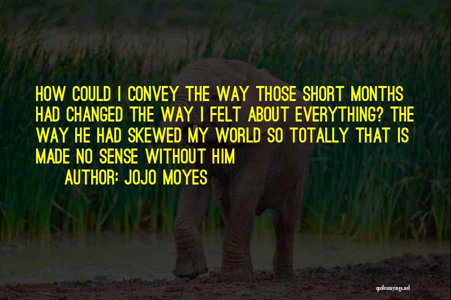 Jojo Moyes Quotes: How Could I Convey The Way Those Short Months Had Changed The Way I Felt About Everything? The Way He