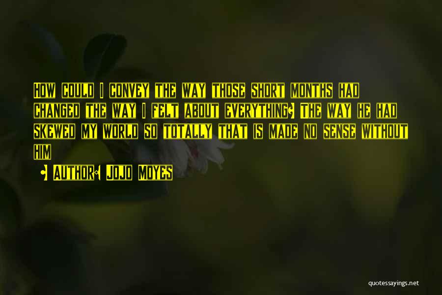 Jojo Moyes Quotes: How Could I Convey The Way Those Short Months Had Changed The Way I Felt About Everything? The Way He