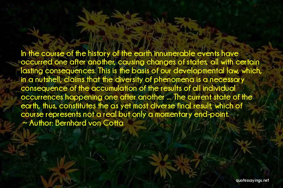 Bernhard Von Cotta Quotes: In The Course Of The History Of The Earth Innumerable Events Have Occurred One After Another, Causing Changes Of States,