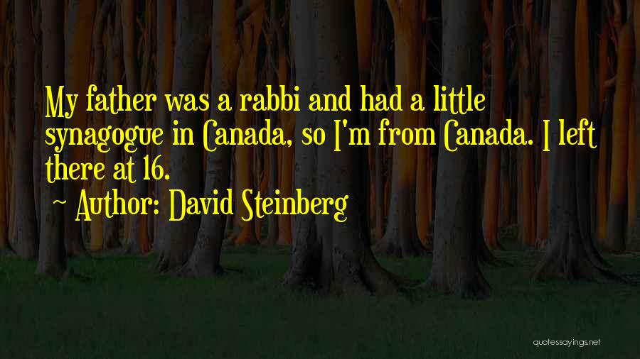 David Steinberg Quotes: My Father Was A Rabbi And Had A Little Synagogue In Canada, So I'm From Canada. I Left There At