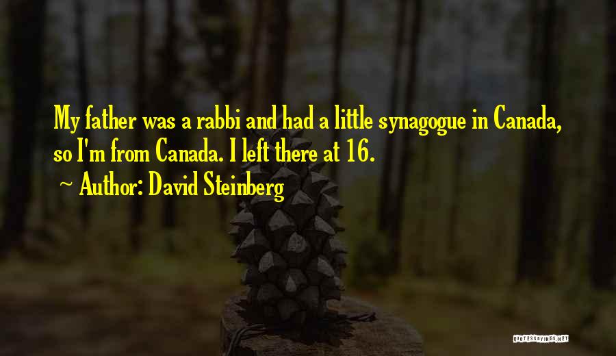 David Steinberg Quotes: My Father Was A Rabbi And Had A Little Synagogue In Canada, So I'm From Canada. I Left There At