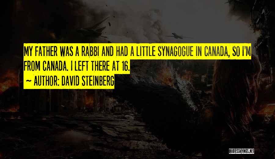 David Steinberg Quotes: My Father Was A Rabbi And Had A Little Synagogue In Canada, So I'm From Canada. I Left There At