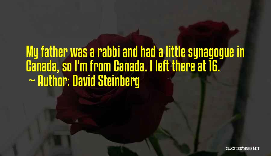 David Steinberg Quotes: My Father Was A Rabbi And Had A Little Synagogue In Canada, So I'm From Canada. I Left There At