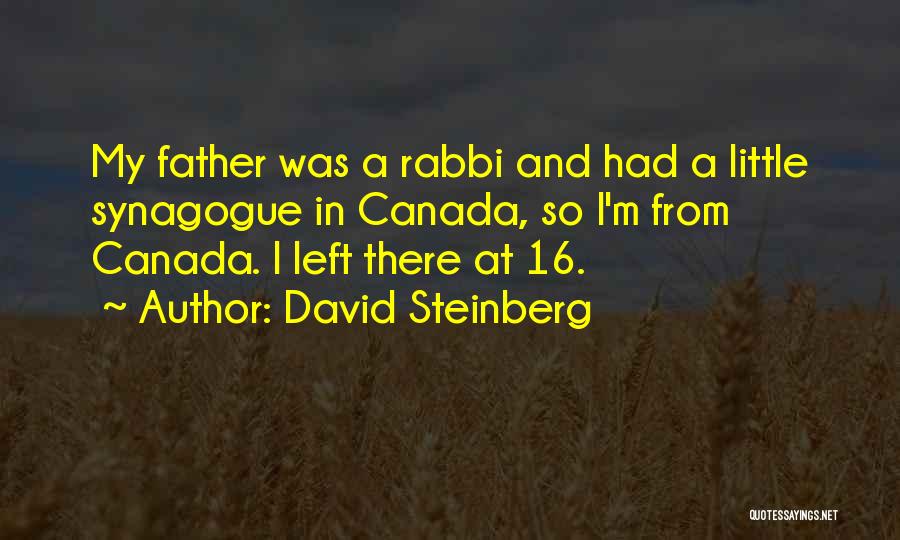 David Steinberg Quotes: My Father Was A Rabbi And Had A Little Synagogue In Canada, So I'm From Canada. I Left There At