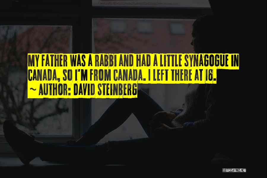 David Steinberg Quotes: My Father Was A Rabbi And Had A Little Synagogue In Canada, So I'm From Canada. I Left There At