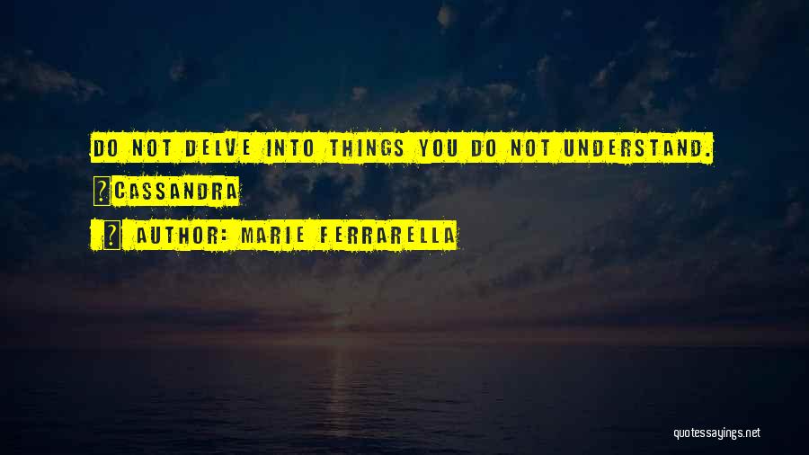 Marie Ferrarella Quotes: Do Not Delve Into Things You Do Not Understand. ~cassandra