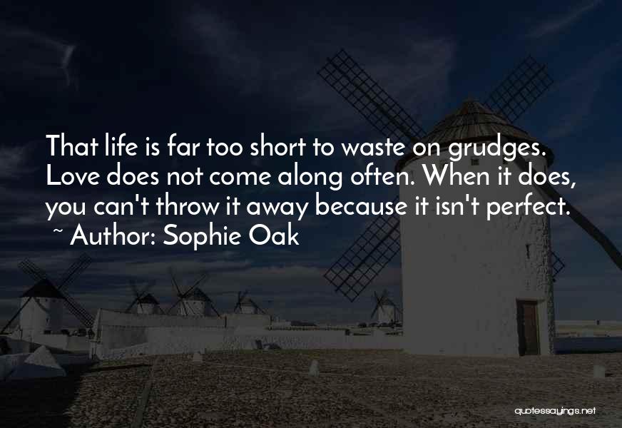 Sophie Oak Quotes: That Life Is Far Too Short To Waste On Grudges. Love Does Not Come Along Often. When It Does, You