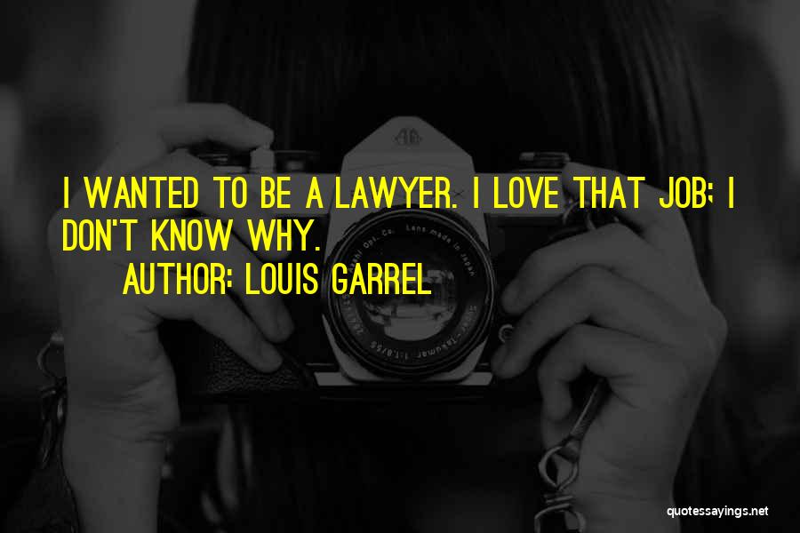 Louis Garrel Quotes: I Wanted To Be A Lawyer. I Love That Job; I Don't Know Why.