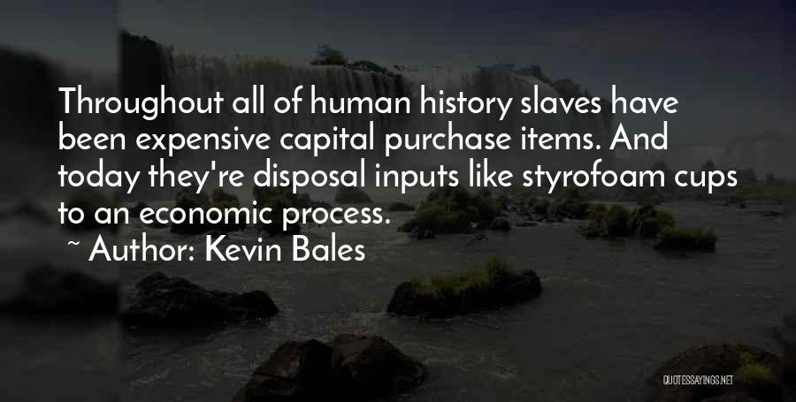 Kevin Bales Quotes: Throughout All Of Human History Slaves Have Been Expensive Capital Purchase Items. And Today They're Disposal Inputs Like Styrofoam Cups