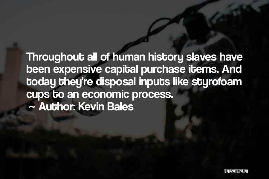 Kevin Bales Quotes: Throughout All Of Human History Slaves Have Been Expensive Capital Purchase Items. And Today They're Disposal Inputs Like Styrofoam Cups