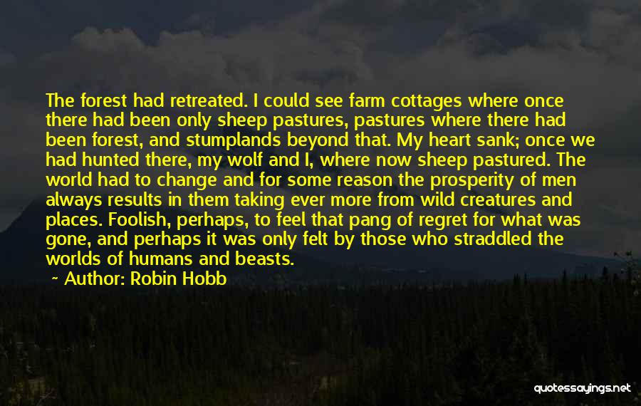 Robin Hobb Quotes: The Forest Had Retreated. I Could See Farm Cottages Where Once There Had Been Only Sheep Pastures, Pastures Where There