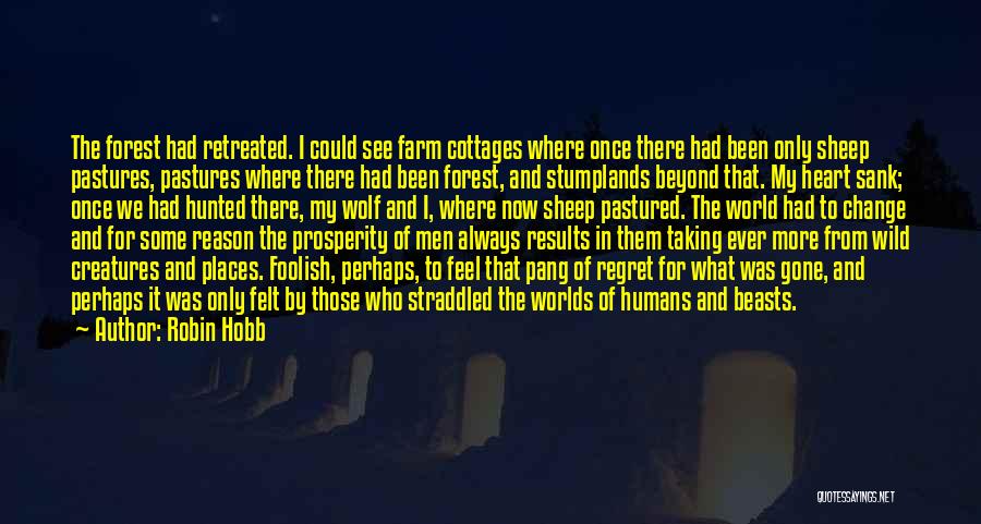 Robin Hobb Quotes: The Forest Had Retreated. I Could See Farm Cottages Where Once There Had Been Only Sheep Pastures, Pastures Where There