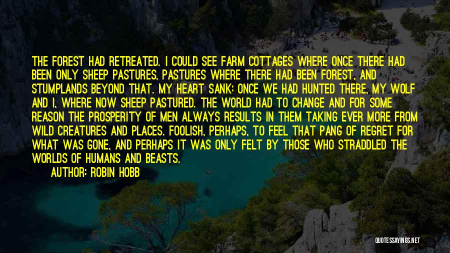 Robin Hobb Quotes: The Forest Had Retreated. I Could See Farm Cottages Where Once There Had Been Only Sheep Pastures, Pastures Where There