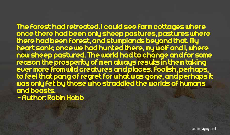 Robin Hobb Quotes: The Forest Had Retreated. I Could See Farm Cottages Where Once There Had Been Only Sheep Pastures, Pastures Where There