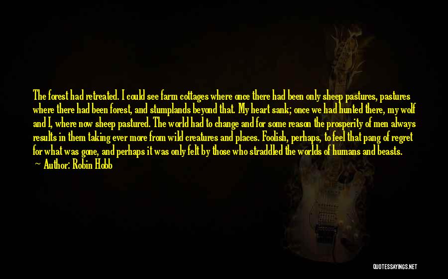 Robin Hobb Quotes: The Forest Had Retreated. I Could See Farm Cottages Where Once There Had Been Only Sheep Pastures, Pastures Where There