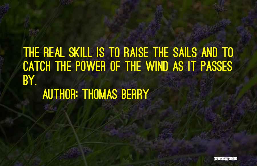 Thomas Berry Quotes: The Real Skill Is To Raise The Sails And To Catch The Power Of The Wind As It Passes By.