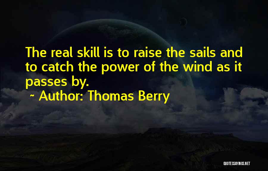 Thomas Berry Quotes: The Real Skill Is To Raise The Sails And To Catch The Power Of The Wind As It Passes By.