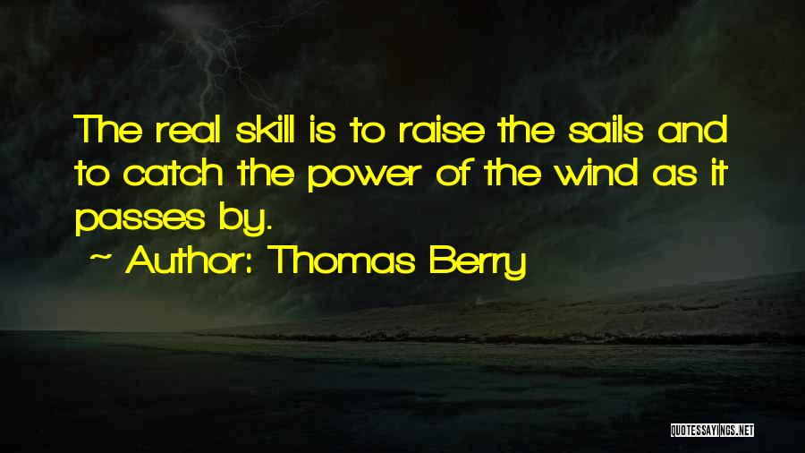 Thomas Berry Quotes: The Real Skill Is To Raise The Sails And To Catch The Power Of The Wind As It Passes By.