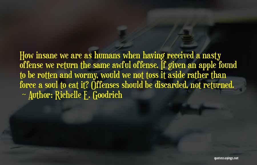 Richelle E. Goodrich Quotes: How Insane We Are As Humans When Having Received A Nasty Offense We Return The Same Awful Offense. If Given