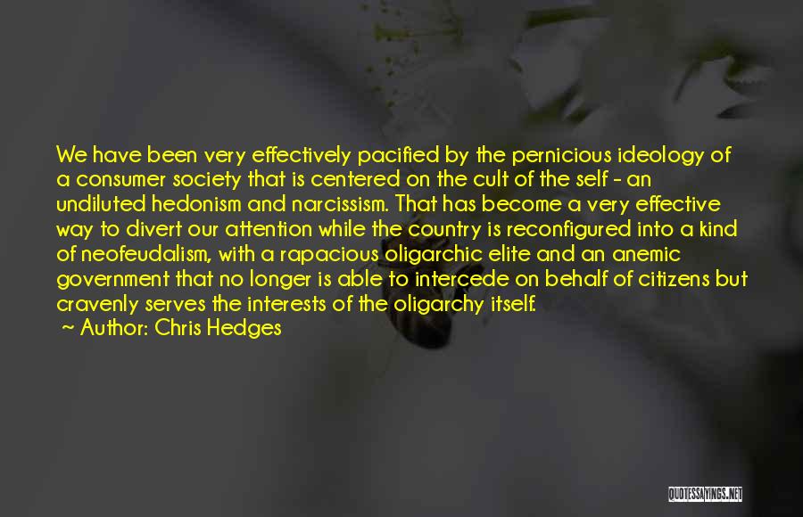 Chris Hedges Quotes: We Have Been Very Effectively Pacified By The Pernicious Ideology Of A Consumer Society That Is Centered On The Cult