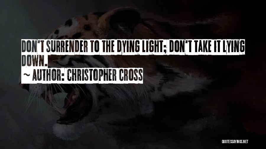 Christopher Cross Quotes: Don't Surrender To The Dying Light; Don't Take It Lying Down.
